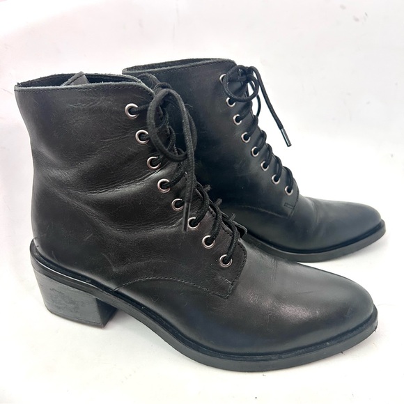 Jeffrey Campbell Zephyr Boot Size 9 Black Leather Lace-up Ankle Boots - Picture 5 of 11